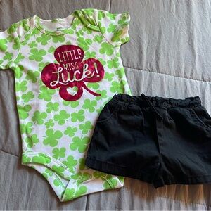 Little Miss Luck Shamrock Onesie and Shorts Set